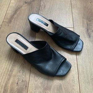 TopShop Black Slip On Mules Sandals Size 6.5